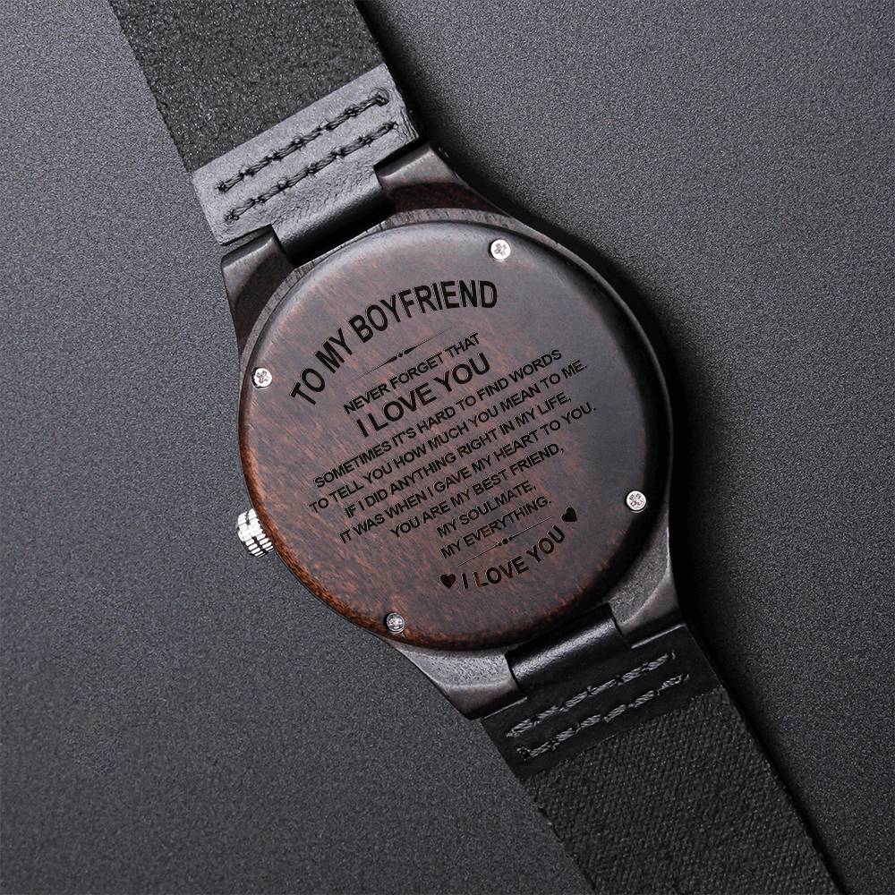 To My Boyfriend Wooden Watch - W01
