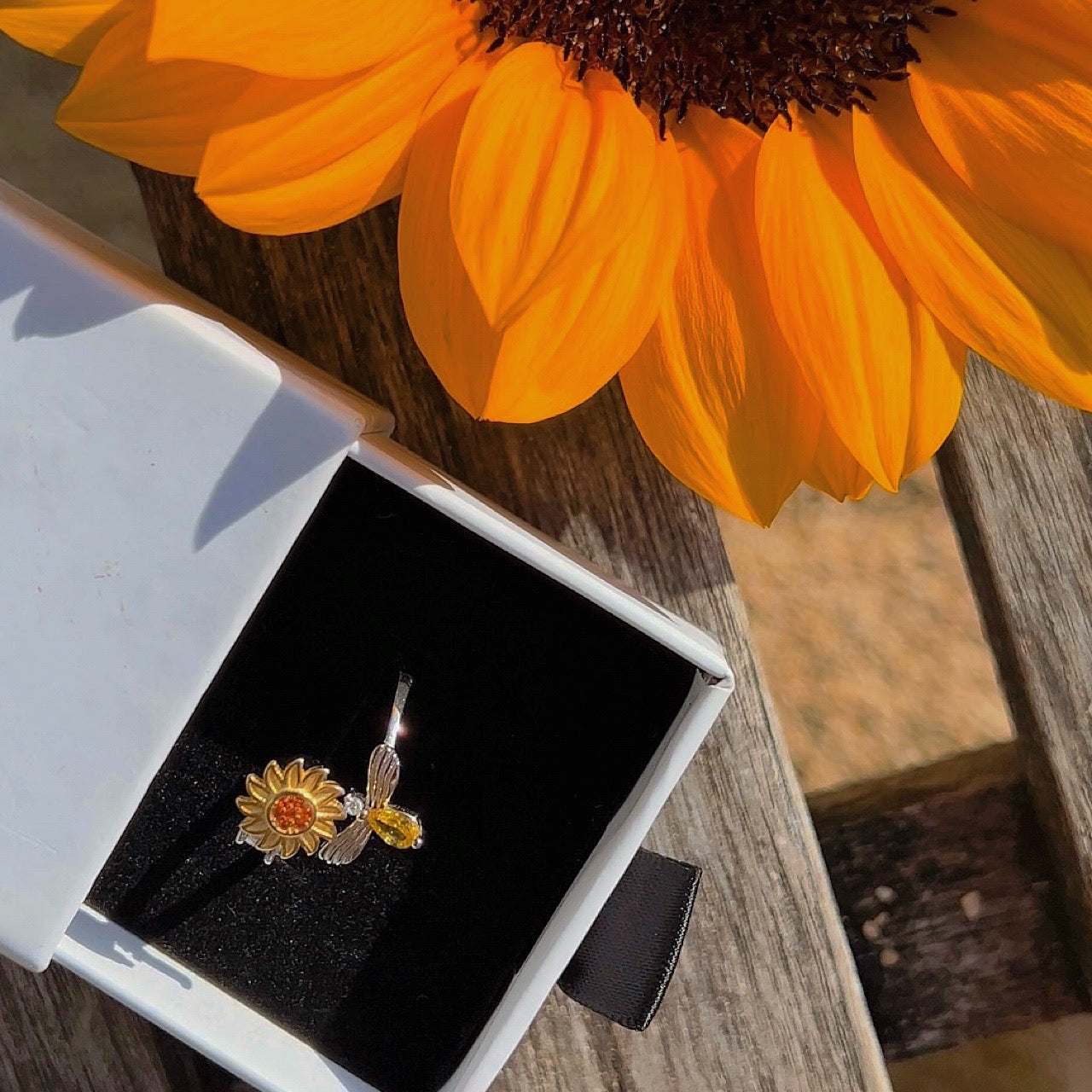 925 Sterling Silver Sunflower Fidget Ring